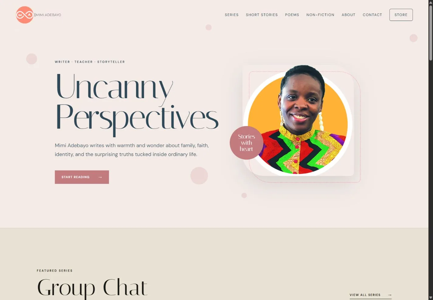 Mimi Adebayo author homepage headed Uncanny Perspectives